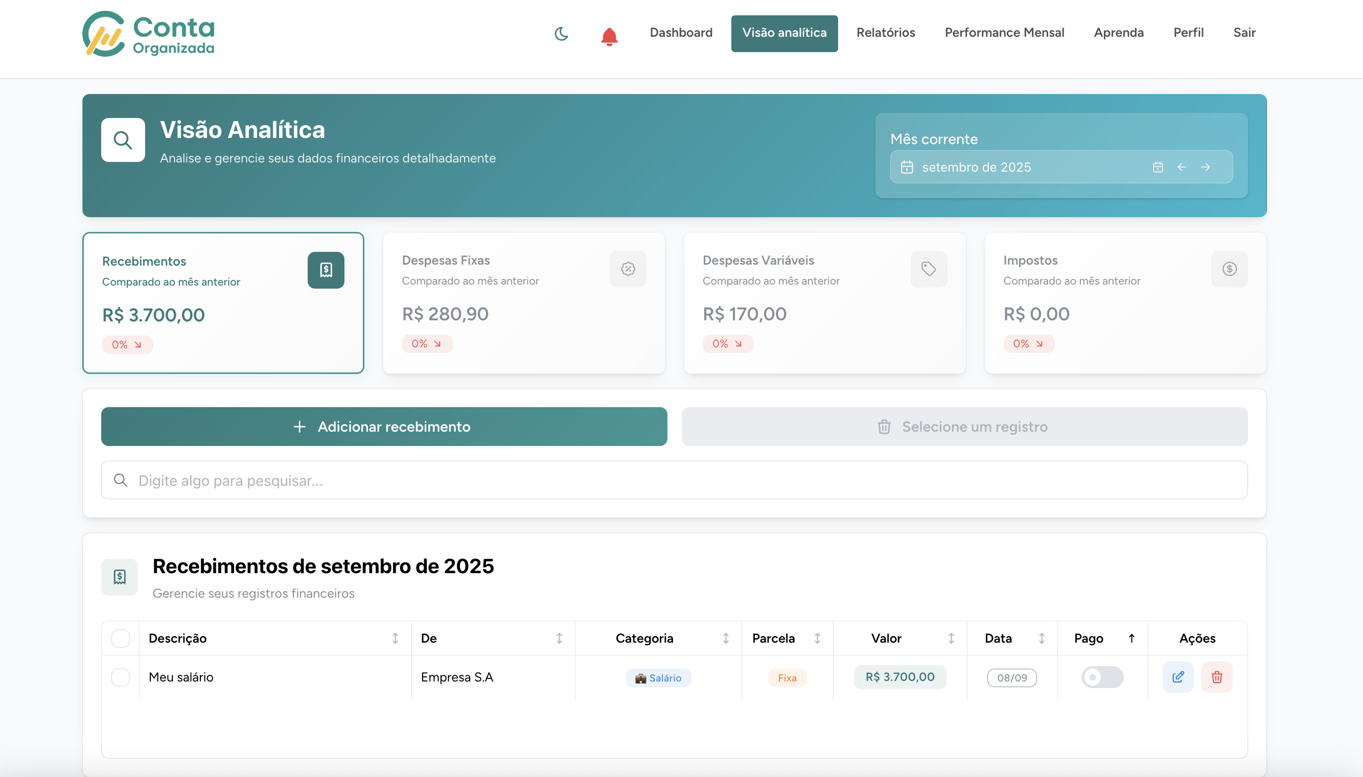 Visualizar relatórios e decidir 1 ação por semana