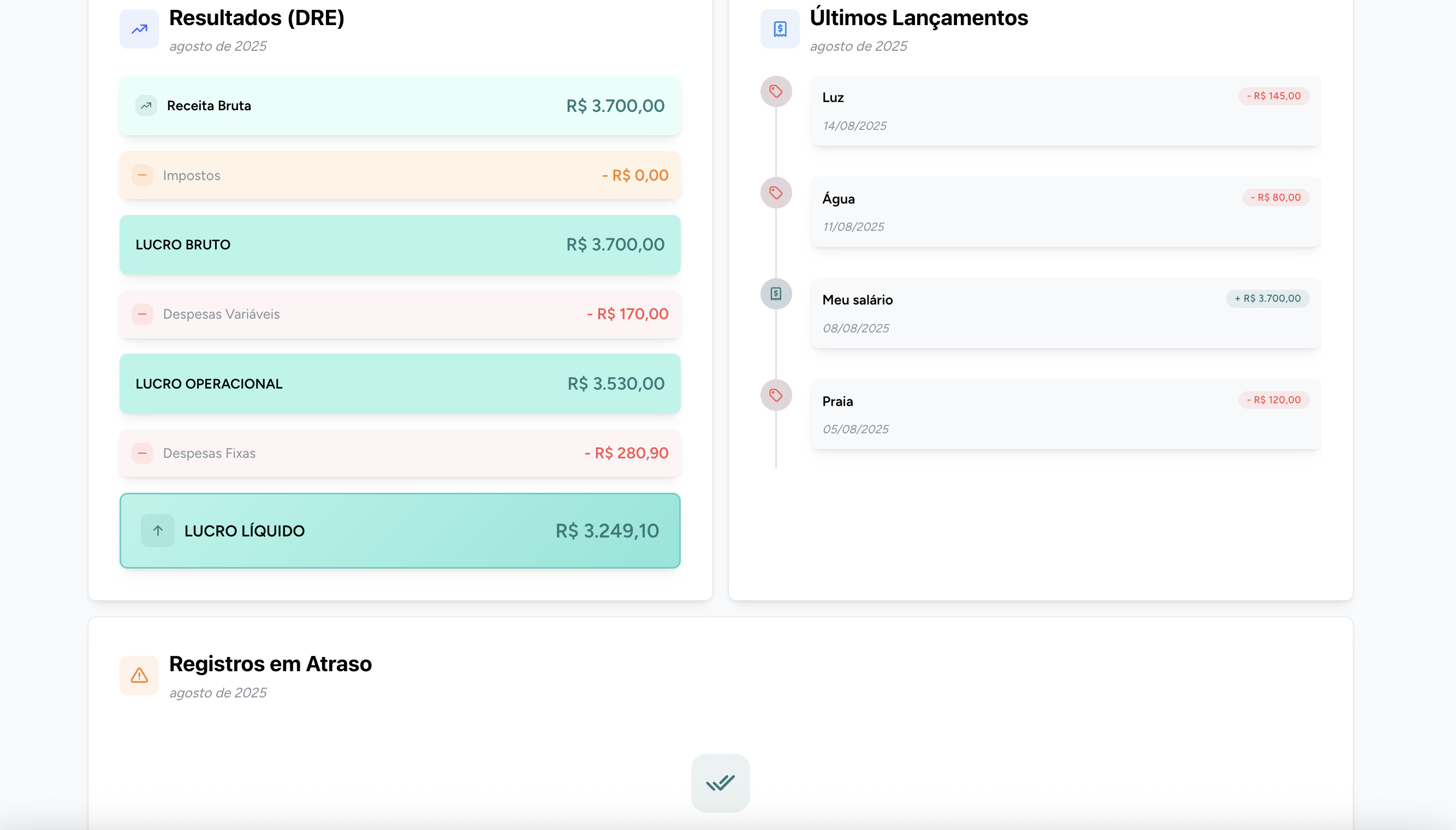 Registrar entradas/saídas com lembretes diários